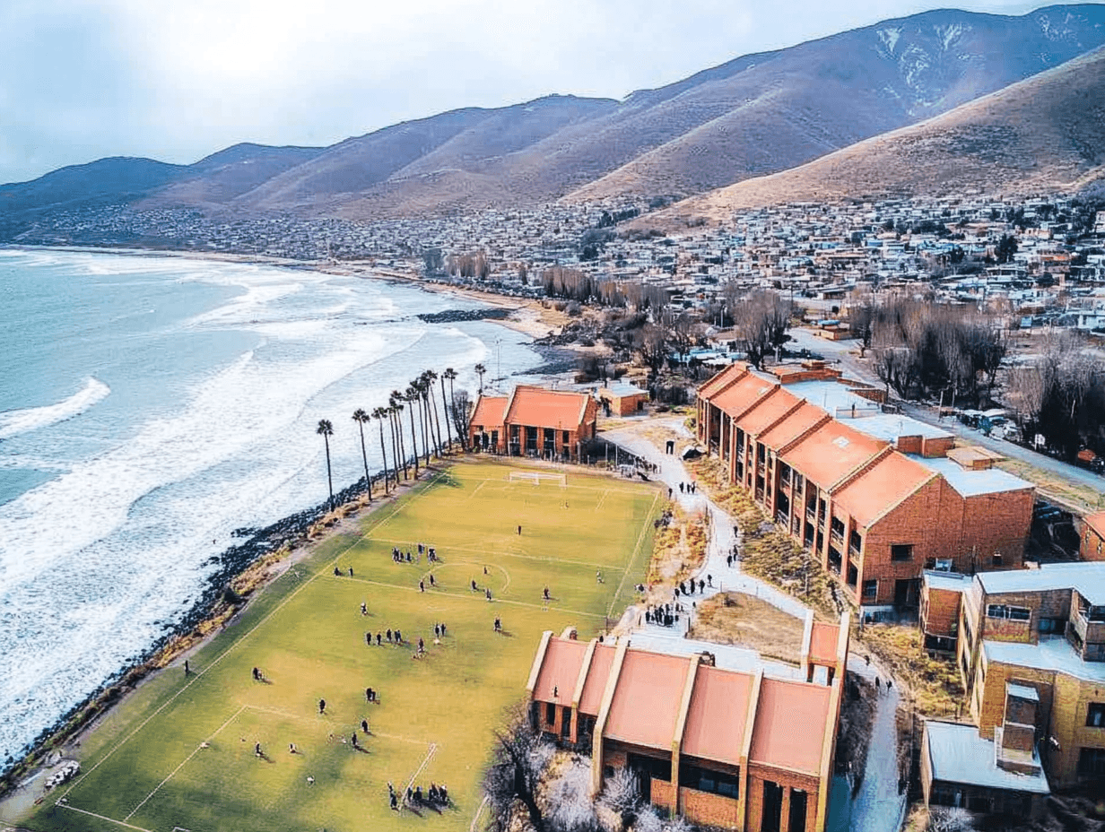 Vista aérea de establecimientos escolares en Arica, Chile