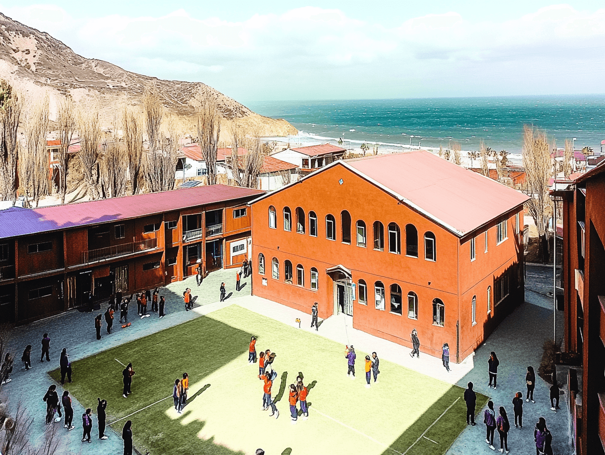Vista aérea de establecimientos escolares en La Serena, Chile