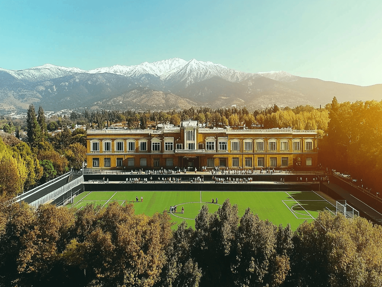 Vista aérea de establecimientos escolares en Las Condes, Chile