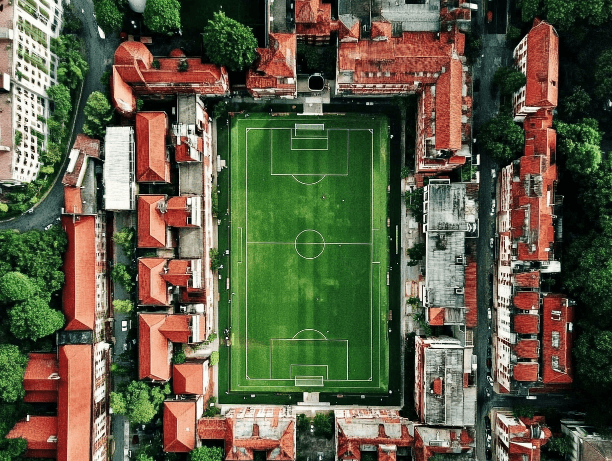 Vista aérea de establecimientos escolares en Llay-Llay, Chile