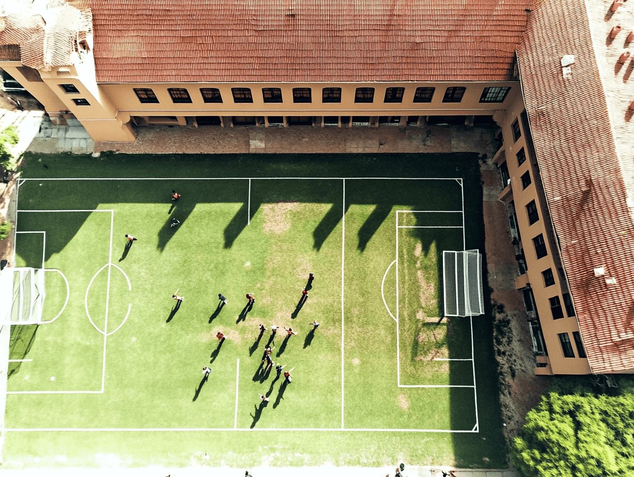 Vista aérea de establecimientos escolares en Quinta Normal, Chile