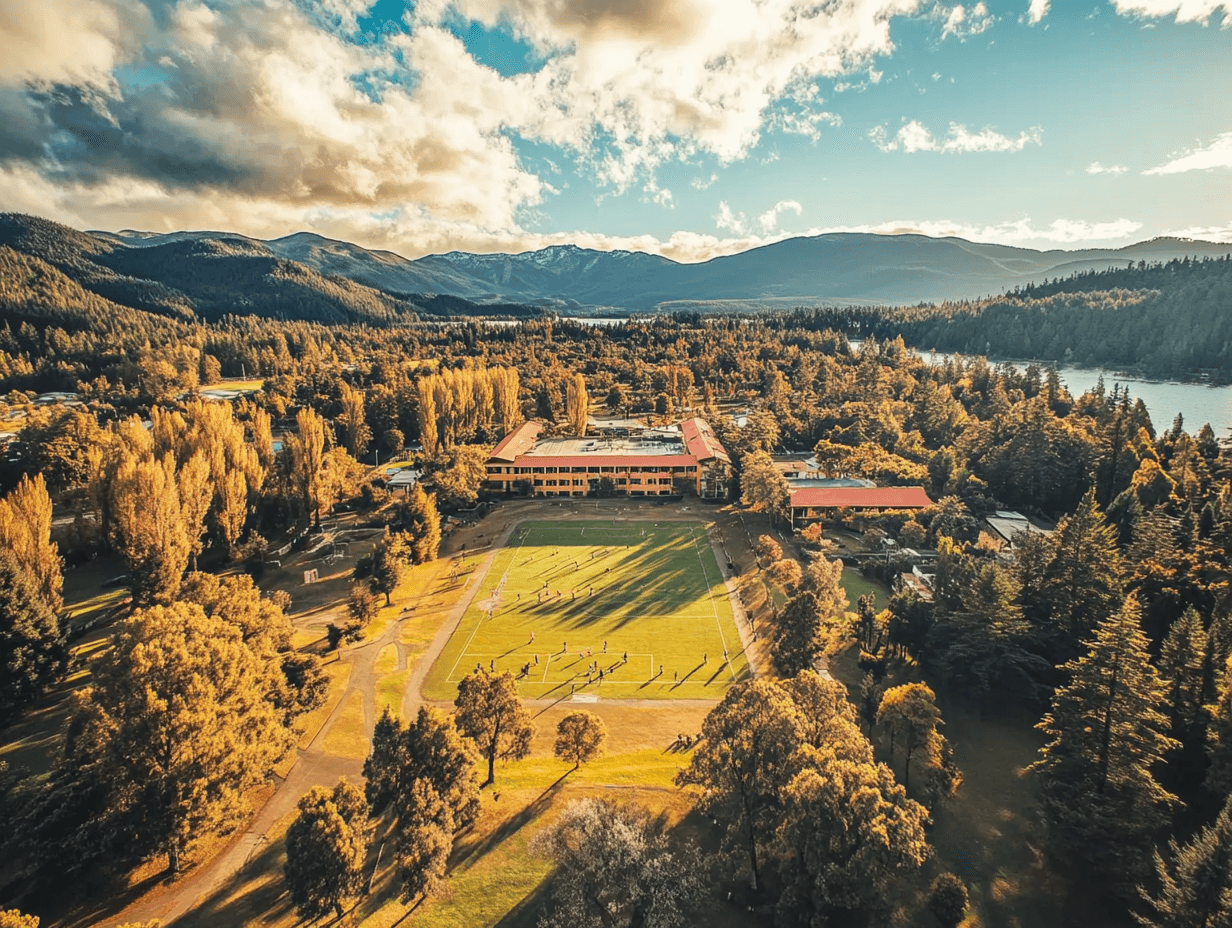 Vista aérea de establecimientos escolares en Concepción, Chile