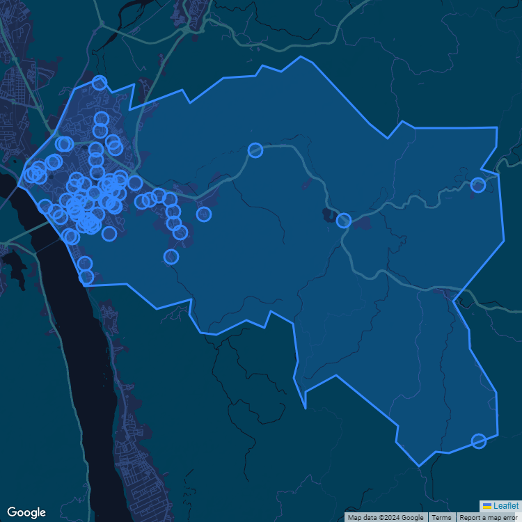 Mapa de la comuna de Concepción mostrando los establecimientos educacionales participantes en el Sistema de Admisión Escolar (SAE)