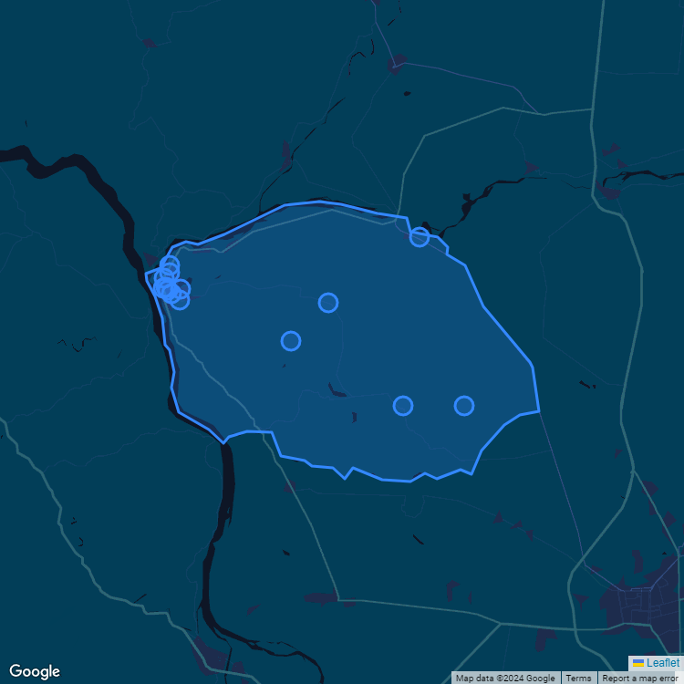 Mapa de la comuna de Laja mostrando los establecimientos educacionales participantes en el Sistema de Admisión Escolar (SAE)