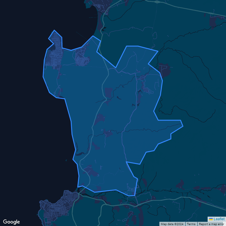 Mapa de la comuna de Quintero mostrando los establecimientos educacionales participantes en el Sistema de Admisión Escolar (SAE)